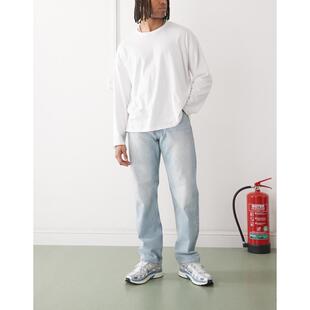 Weekday 男士 牛仔长裤 Space 宽松款直筒牛仔裤(浅蓝)