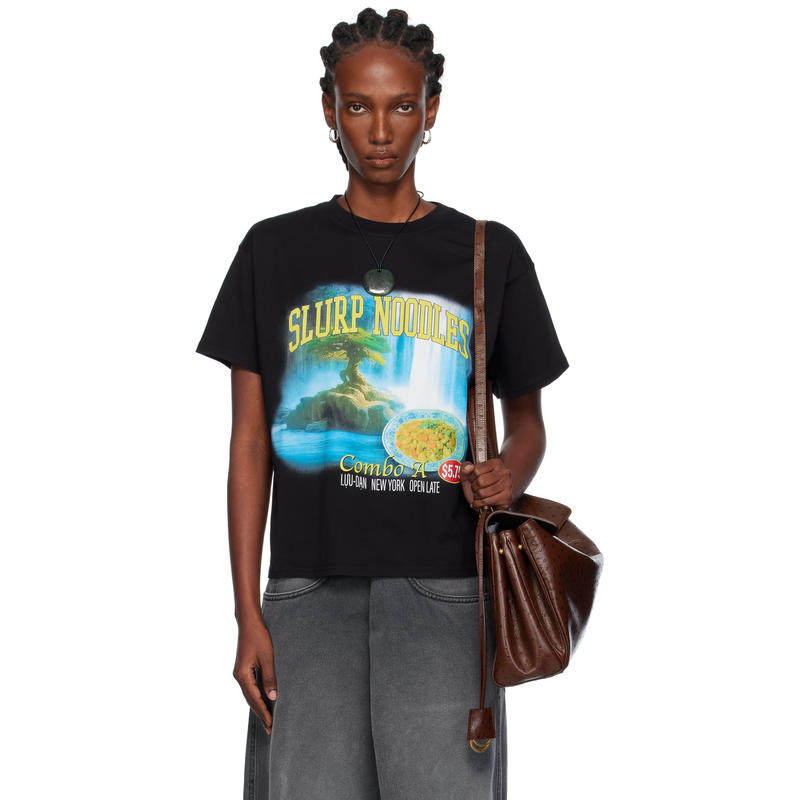 LỰU ĐẠN 女士 T恤 黑色 Slurp Noodles Box T 恤