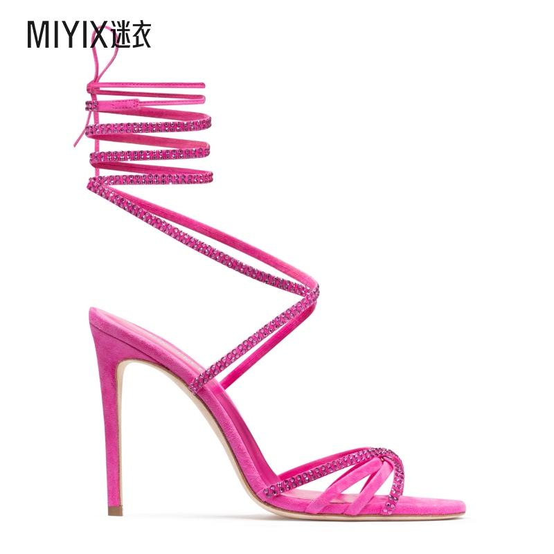 Paris Texas 女士HOLLY NICOLE 粉色绒面革凉鞋 迷衣时尚