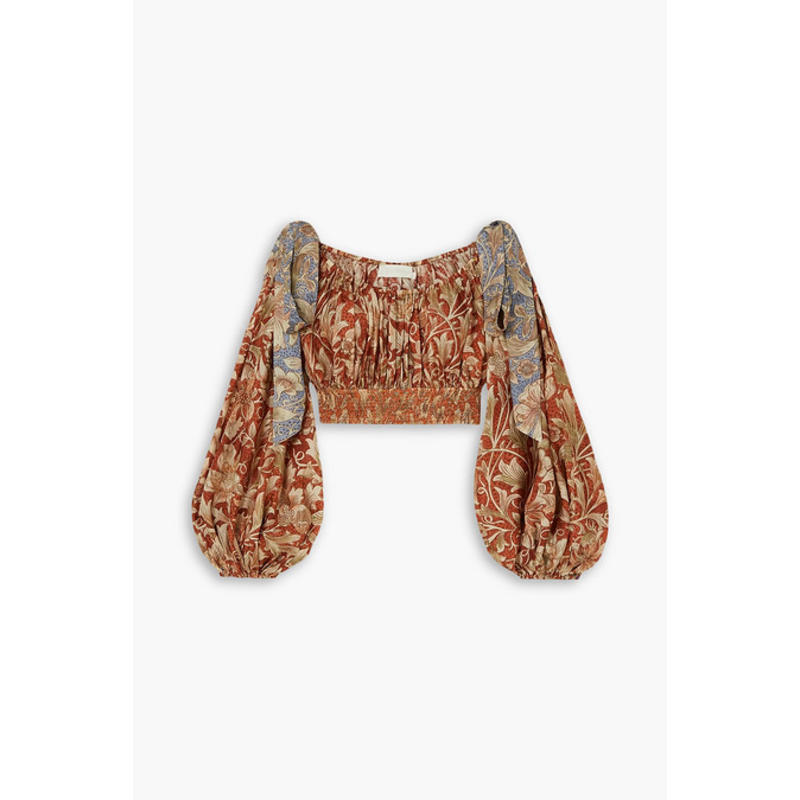 Zimmermann 女士 上衣 Chintz 短款印花真丝双绉上衣