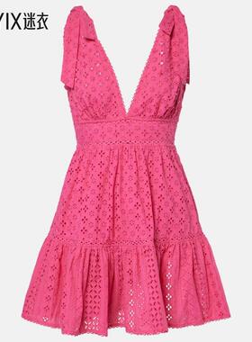 Poupette St Barth 女款Cara 英格兰刺绣棉质迷你连衣裙 迷衣时尚