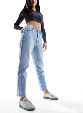 New Look 女士 牛仔长裤 enhance mom 束腰中号水洗蓝色牛仔裤