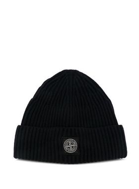 Stone Island 石头岛 男士 FW26 毛线帽 Logo拼布罗纹针织小便帽