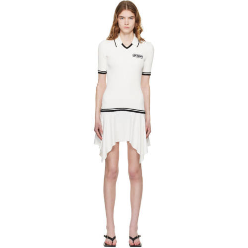 Off-White 女士 短款连衣裙 白色 Rib Viscose Knit Polo 连衣裙