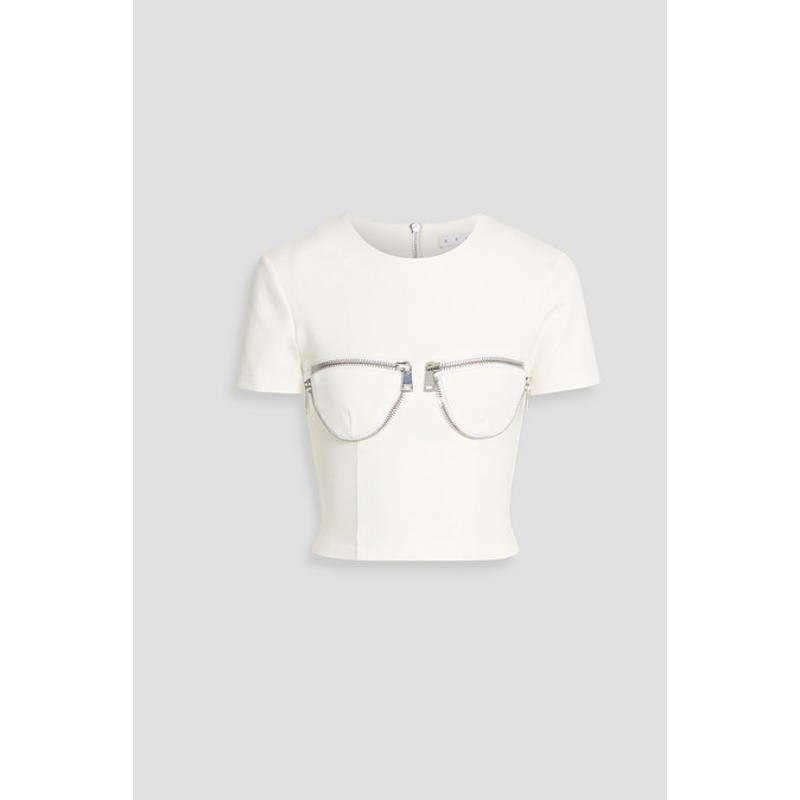 AREA 女士 上衣 短款拉链装饰卡迪上衣