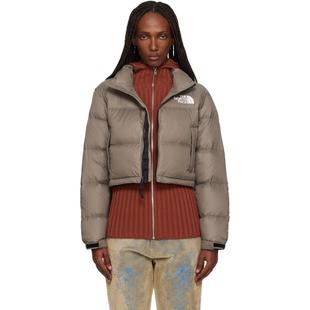 The North Face北面 女士 羽绒服 灰褐色 Nuptse Short 羽绒夹克