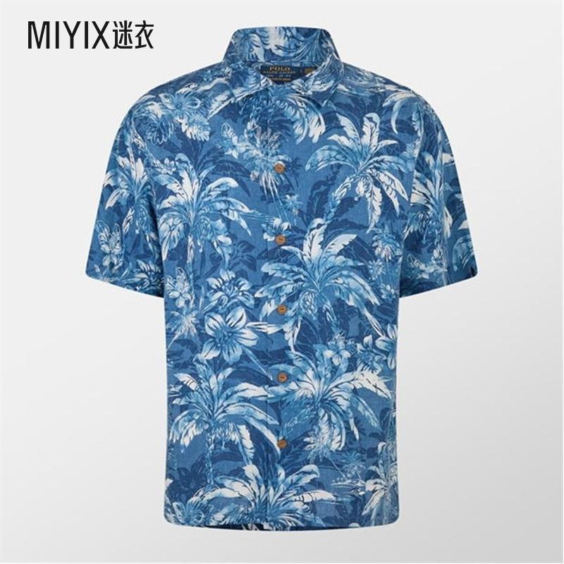 Polo Ralph Lauren拉夫劳伦 男款亚麻棕榈树印花衬衫 迷衣时尚