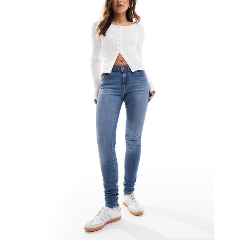 Levi's 女士 牛仔长裤 710 超中长蓝色紧身牛仔裤
