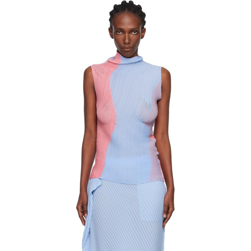 Issey Miyake 女士 背心 蓝色  粉色 Abstract Tint Pleats 背心