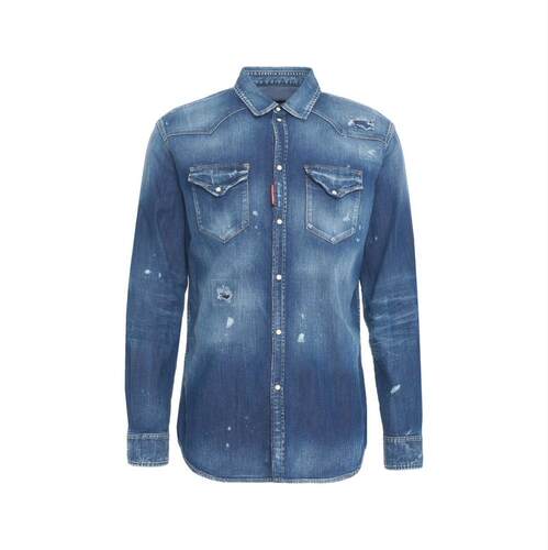 DSquared2 D二次方 男士 SS25 衬衫 Dsquared2 长袖弧形下摆