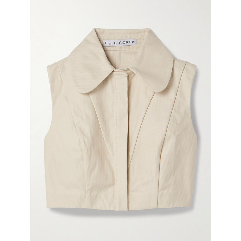 Tolu Coker 女士 上衣 短款拼接人字纹棉质上衣