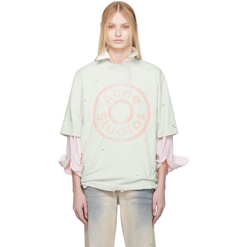Acne Studios 女士 T恤 蓝色 Relaxed Fit Logo T 恤