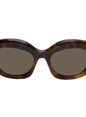 Loewe 女士 太阳镜 棕色 Curvy Logo Cat-Eye 太阳镜