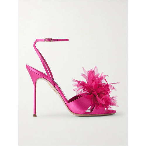 Aquazzura 女士 SS26 凉鞋 Poème 105 精饰欧根纱边绸缎