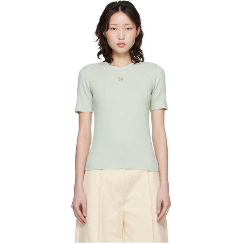 Maison Kitsuné 女士 T恤 绿色 Baby Fox Ribbed Fitted