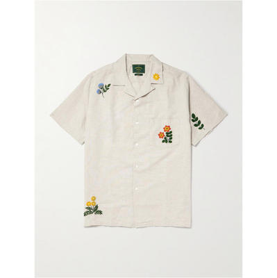 PORTUGUESE FLANNEL 男士 FW26 衬衫 可拆卸领刺绣亚麻棉混纺