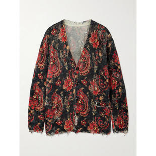 开衫 SS26 男友风磨破印花棉质针织 女士 R13