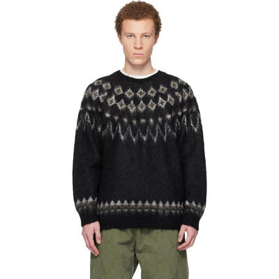 South2 West8 男士 毛衣 黑色 Mohair Crew Neck