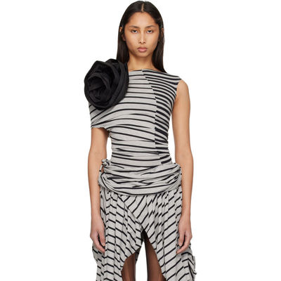 Vaquera 女士 T恤 灰色  黑色 Striped Corsage 上装