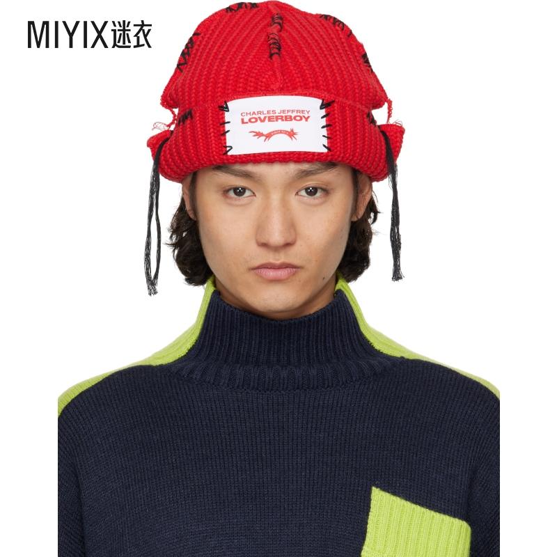 Charles Jeffrey Loverboy 男款独家发售红色 Carolean 毛线帽 迷