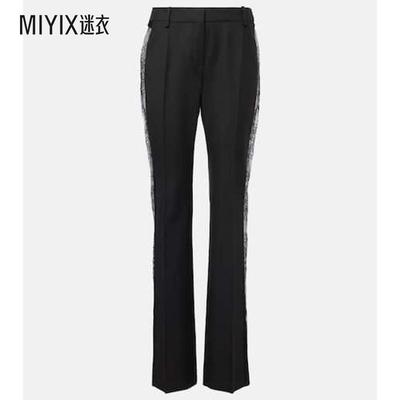 Nina Ricci 女款蕾丝边羊毛直筒长裤 迷衣时尚