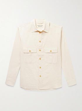 MILES LEON 男士 FW25 衬衫 军装条纹滚磨棉麻混纺衬衫