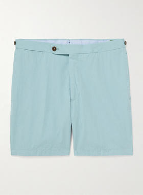 SID MASHBURN 男士 FW25 短裤 修身条纹棉质泡泡纱短裤