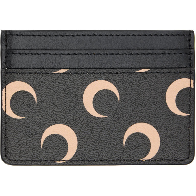 Marine Serre 女士 卡包 黑色 Screen Print Leather 卡包