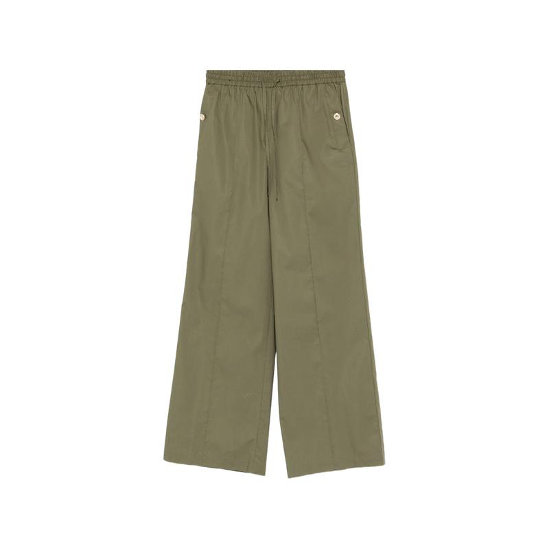 TWINSET 女士 SS26 长裤 PANTALONI 绿色锦纶阔腿裤 - 实物图