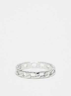 ASOS DESIGN 男士 戒指 设计金属带戒指(银色)