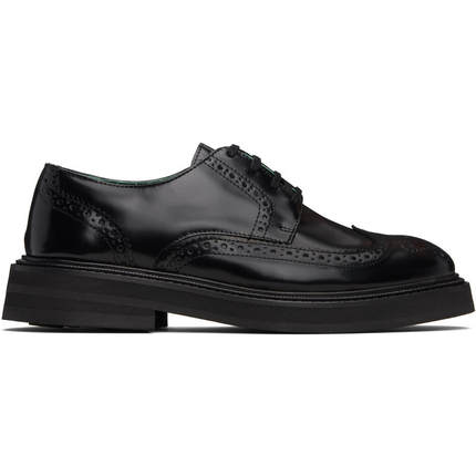 VINNY’s 男士 休闲皮鞋 黑色 Leather Brogue Officer 德比鞋