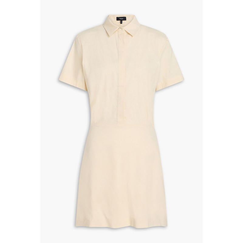 Theory 女士 短款连衣裙 亚麻混纺迷你衬衫式连衣裙