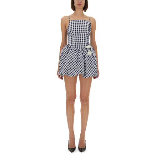Self-Portrait 女士 FW25 短款连衣裙 棋盘格纹塔夫绸迷你连衣裙