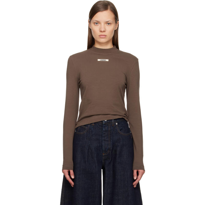 Jacquemus 女士 T恤 棕色 The Gros Grain 长袖 T 恤