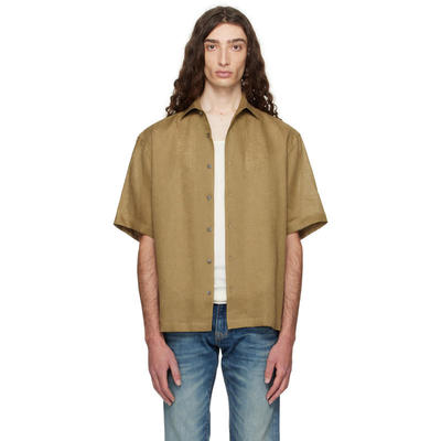 Boss 博斯 男士 衬衫 绿色 BECKHAM 联名 Relaxed-Fit Linen