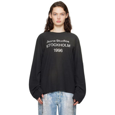 Acne Studios 女士 T恤 黑色 Relaxed Fit Logo T 恤
