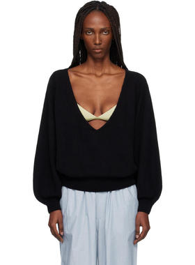 Baserange 女士 毛衣 黑色 Soar V-Neck 毛衣