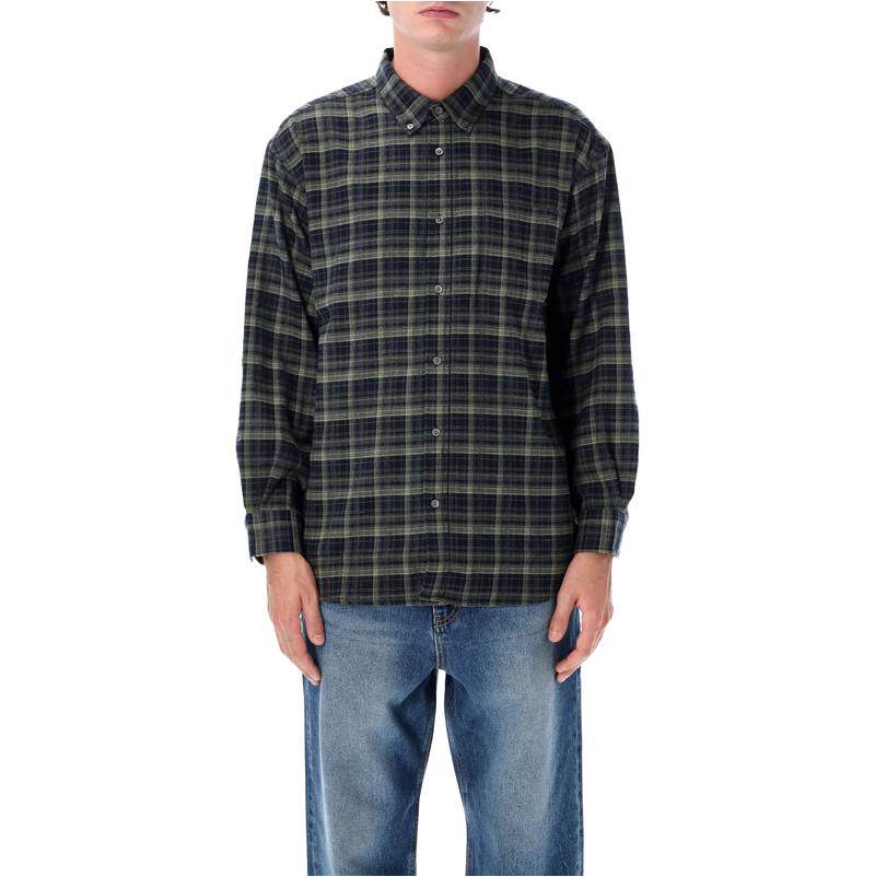 Dunst 男士 FW26 衬衫 深海蓝格纹法兰绒