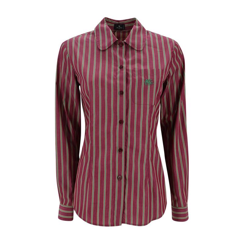 Etro 女士 FW25 衬衫 Pegaso 刺繡條紋襯衫