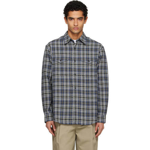 TONYWACK 男士 衬衫 海军蓝 Checked Cotton Double Pocket 衬衫