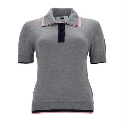 MSGM 女士 SS26 POLO衫 CON DOPPIO BORDO 羊毛