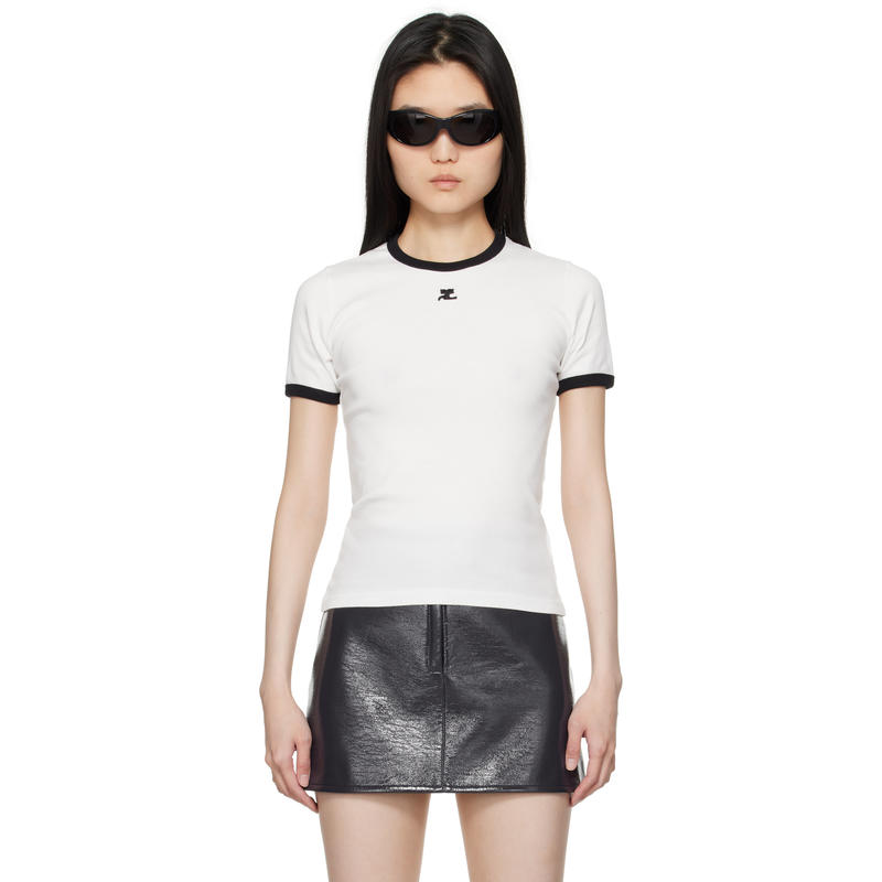 Courrèges 女士 T恤 白色 Signature Contrast T 恤