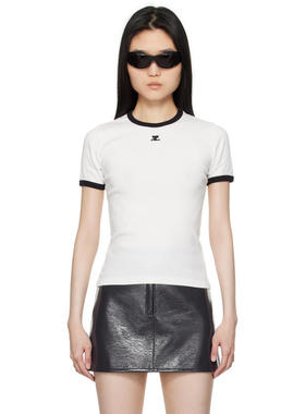 Courrèges 女士 T恤 白色 Signature Contrast T 恤