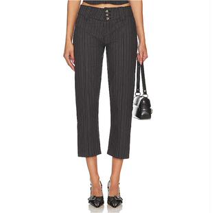 London 条纹系扣裤 女士 精细剪裁七分袖 子 长裤 Jaded