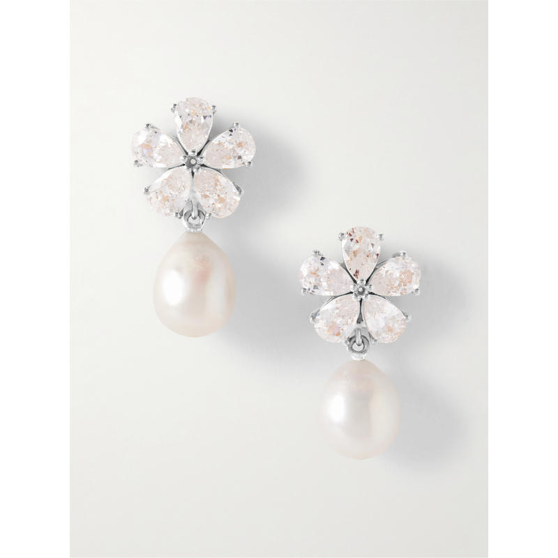 Completedworks 女士 CO 耳环 镀金立体锆石珍珠耳环