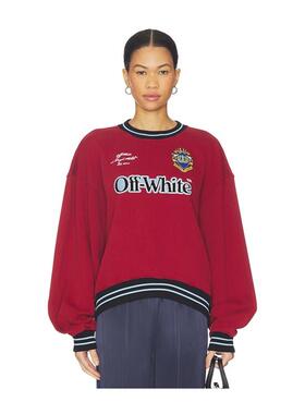 Off-White 女士 毛衣 红色 Sporty Over Crew Logo 套头衫