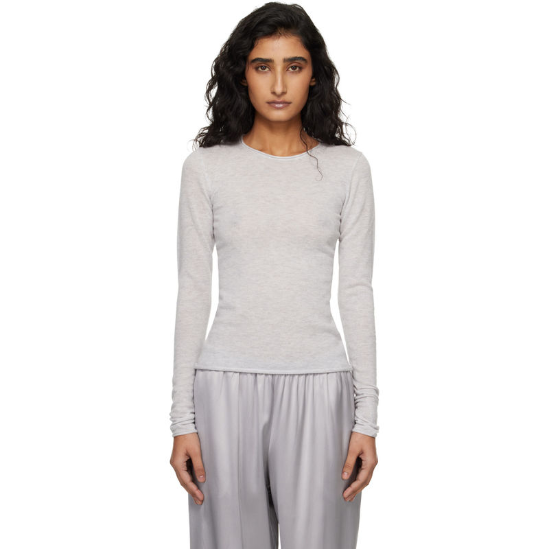 SKIMS 女士 T恤 灰色 Featherweight Cashmere 长袖图片