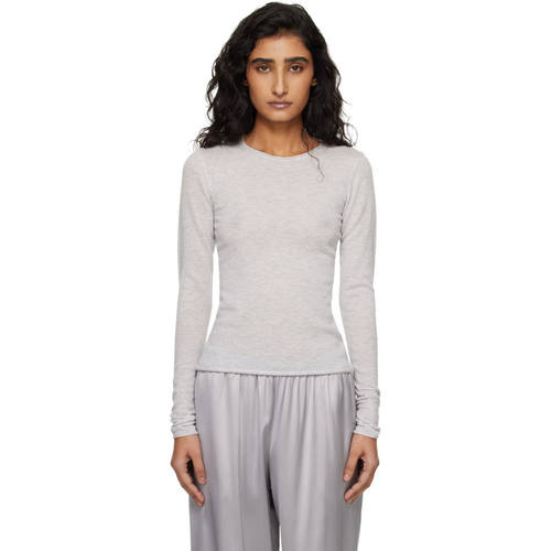 SKIMS 女士 T恤 灰色 Featherweight Cashmere 长袖