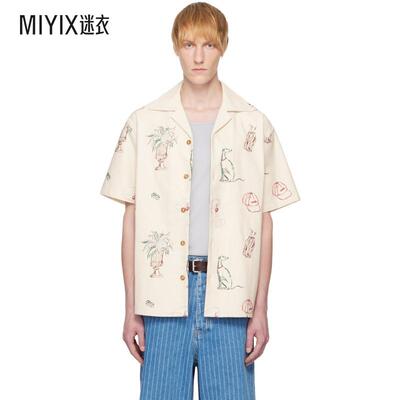 【春夏新品】Drôle De Monsieur 男款米色 La Chemise Brodée Co