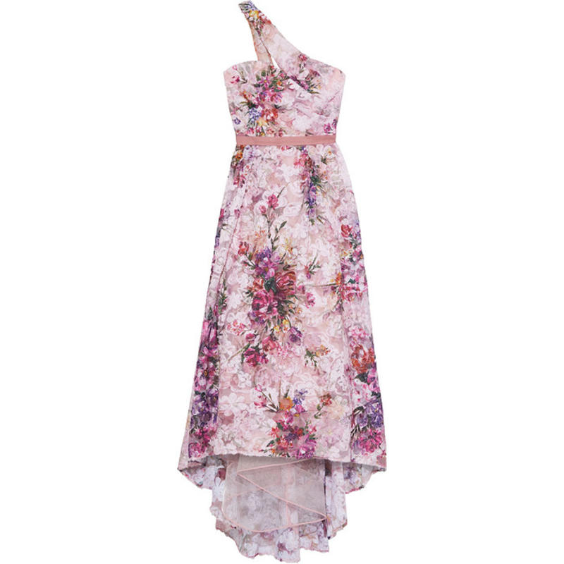 Marchesa Notte 女士 礼服 单肩花朵装饰薄纱礼服